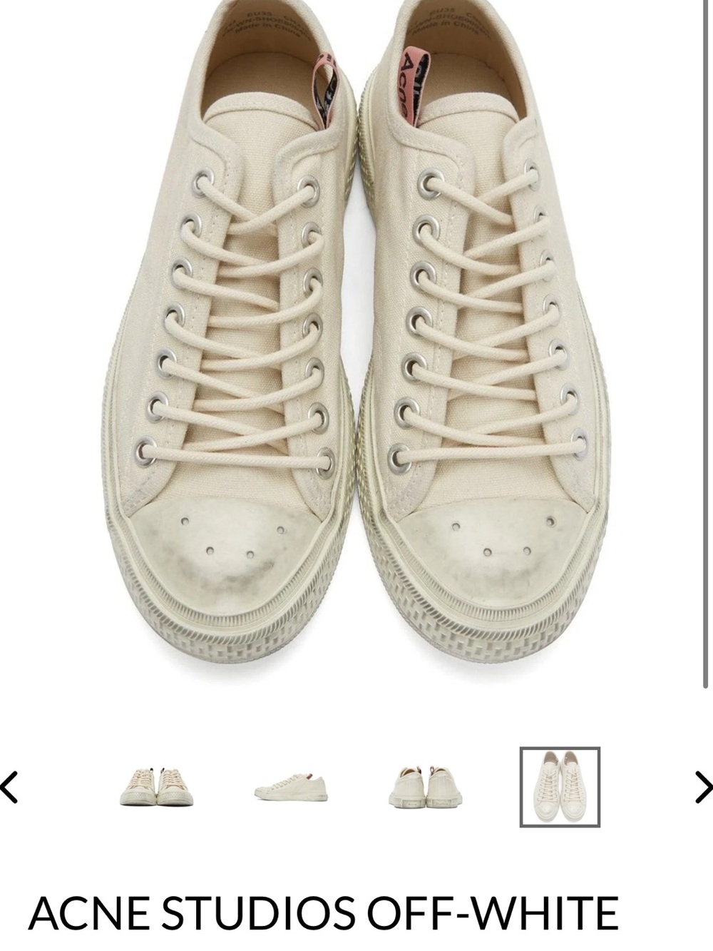 Acne Off-White Canvas Low-Top Sneakers